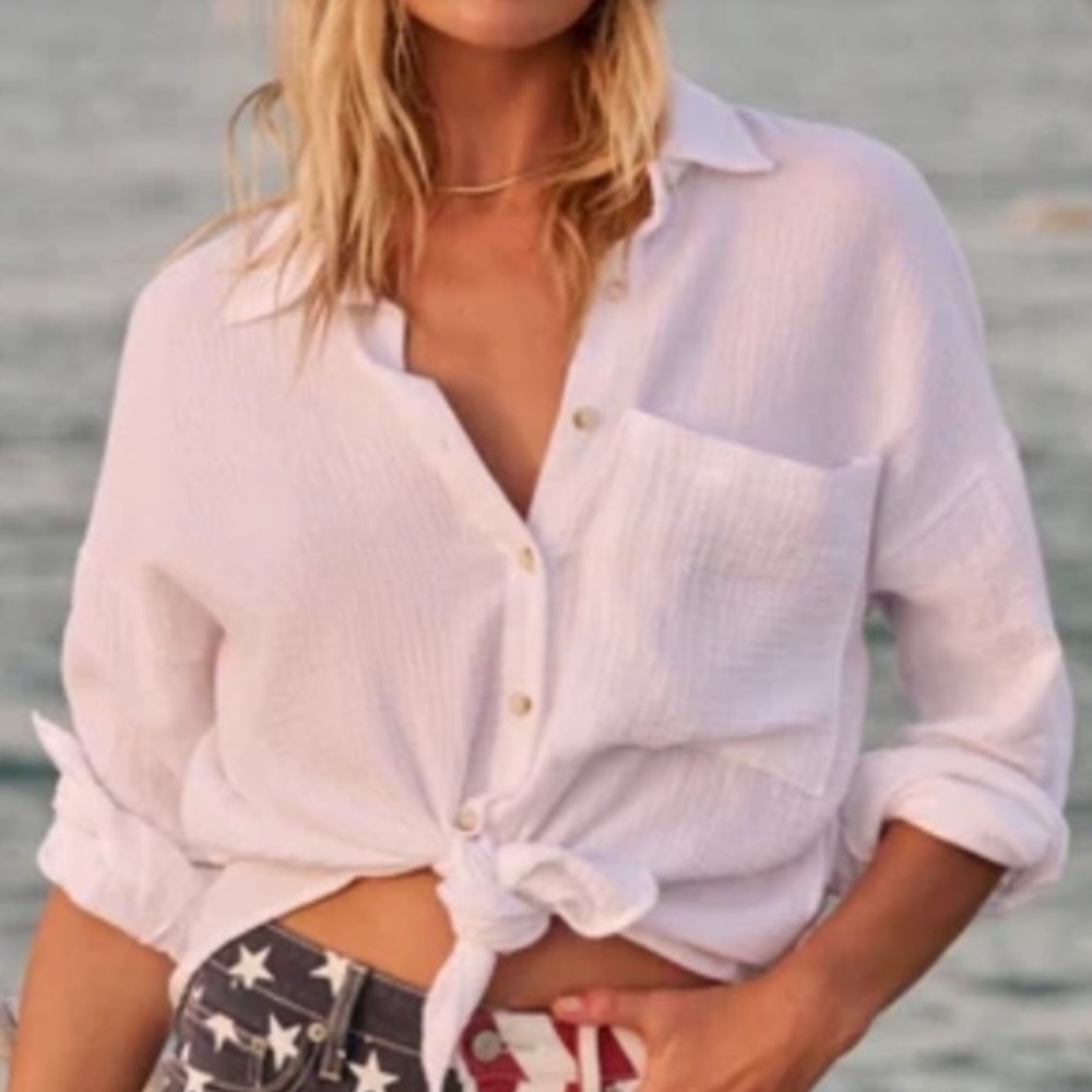 Altar'd State Gwen Gauze Button Up Top